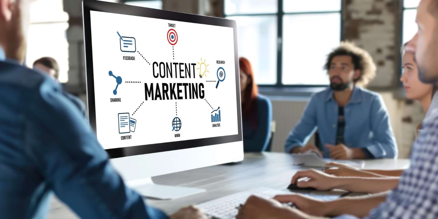 Content marketing process by Tech Radiation Infosystem showing strategy development, content creation, distribution, optimization, and analytics workflow