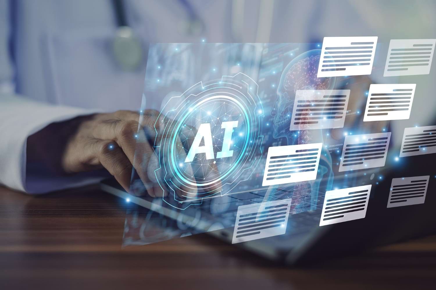 AI search optimization process by Tech Radiation Infosystem showing AI-driven keyword analysis, content optimization, personalization, and performance tracking